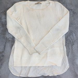 Sweater with built in plaid layer